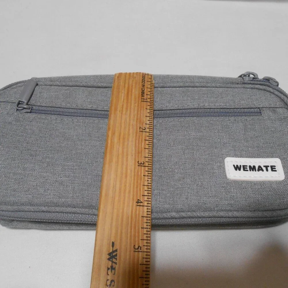 NEW WEMATE GRAY PENCIL CASE ORGANIZER OFFICE SCHOOL HOME ZIPPER POUCH BAG 🎁